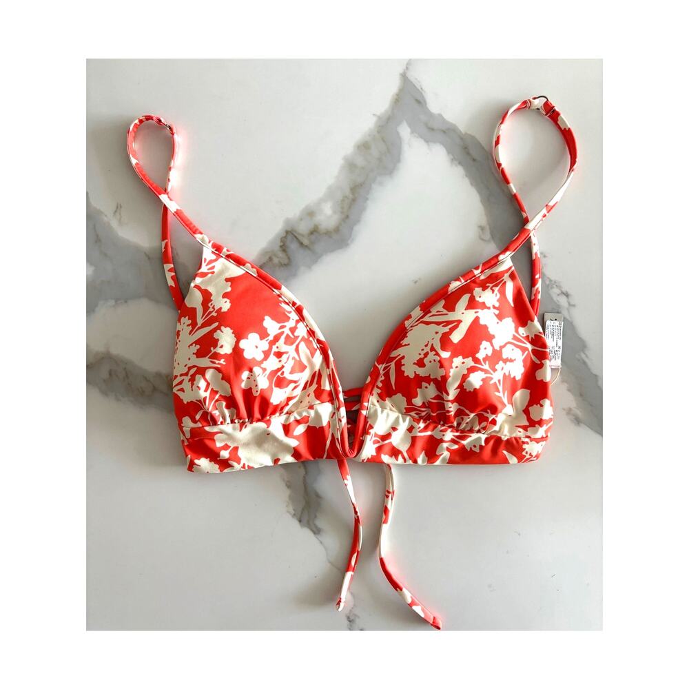 MAAJI PARADE REVERSIBLE V-WIRE BIKINI TOP NWT SIZE LARGE ORANGE FLORAL